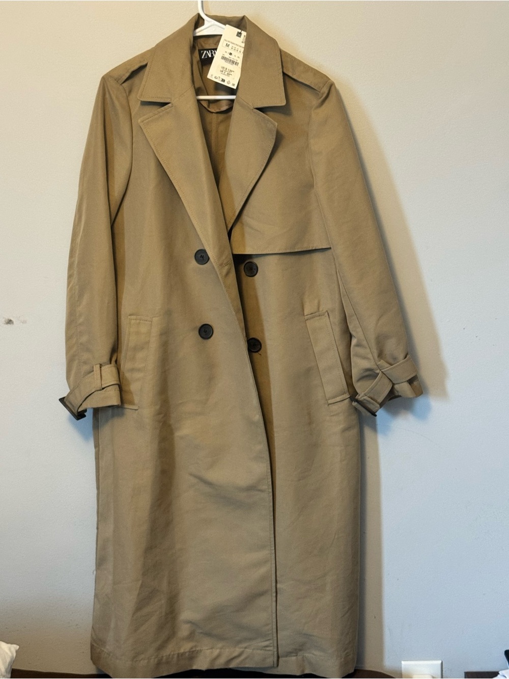 Zara Double-Breasted Tan Trench Coat